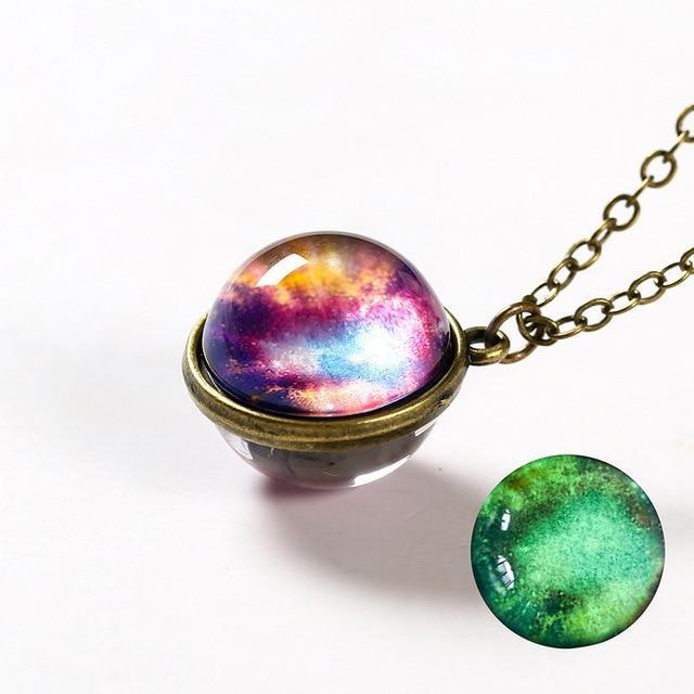 Unique Luminous Universe Galaxy Planet Glass Necklace