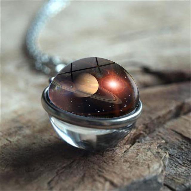 Unique Luminous Universe Galaxy Planet Glass Necklace