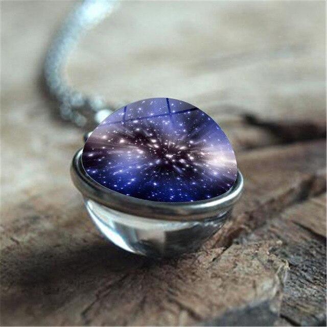 Unique Luminous Universe Galaxy Planet Glass Necklace