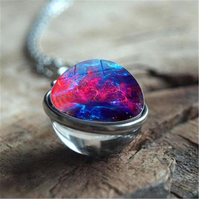 Unique Luminous Universe Galaxy Planet Glass Necklace