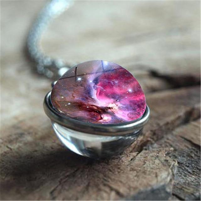 Unique Luminous Universe Galaxy Planet Glass Necklace