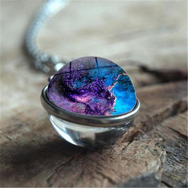 Unique Luminous Universe Galaxy Planet Glass Necklace