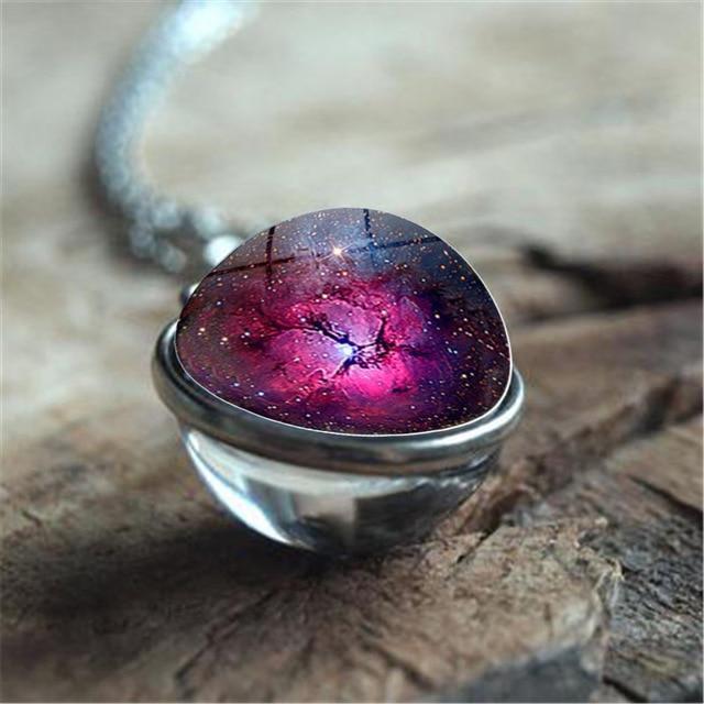 Unique Luminous Universe Galaxy Planet Glass Necklace