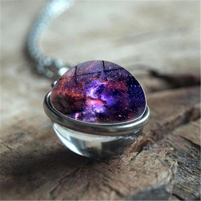 Unique Luminous Universe Galaxy Planet Glass Necklace