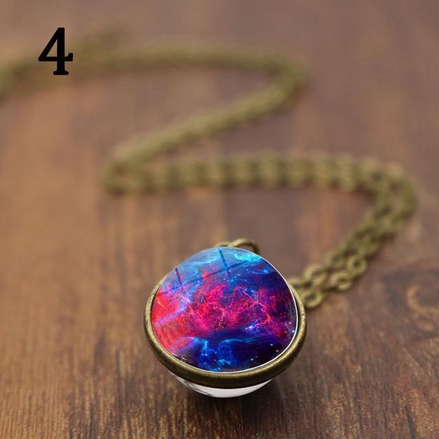 Unique Luminous Universe Galaxy Planet Glass Necklace