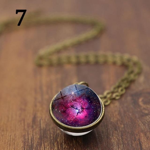 Unique Luminous Universe Galaxy Planet Glass Necklace