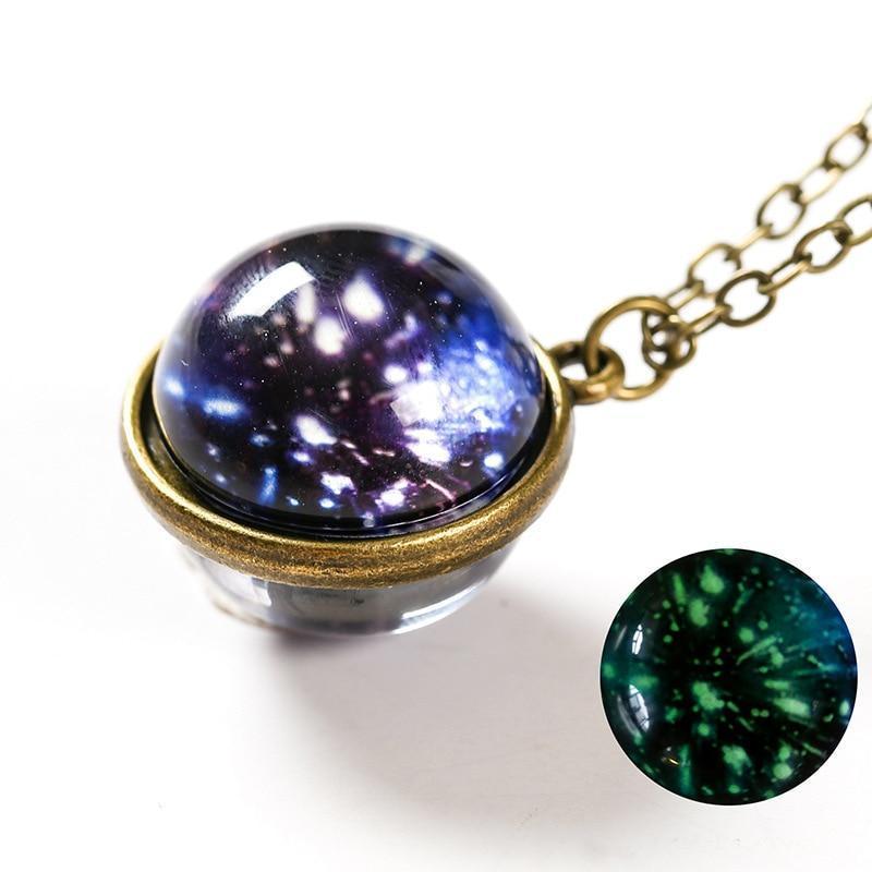 Unique Luminous Universe Galaxy Planet Glass Necklace