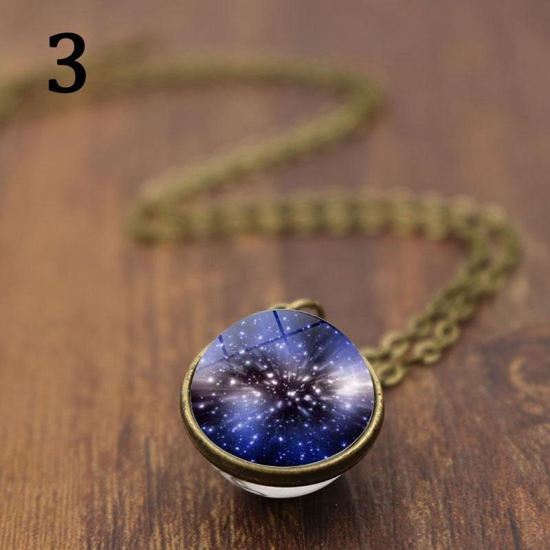 Unique Luminous Universe Galaxy Planet Glass Necklace