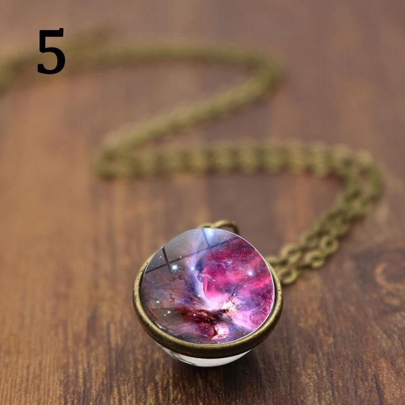 Unique Luminous Universe Galaxy Planet Glass Necklace