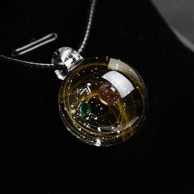 Universe Galaxy Glass Bead Planets Pendant