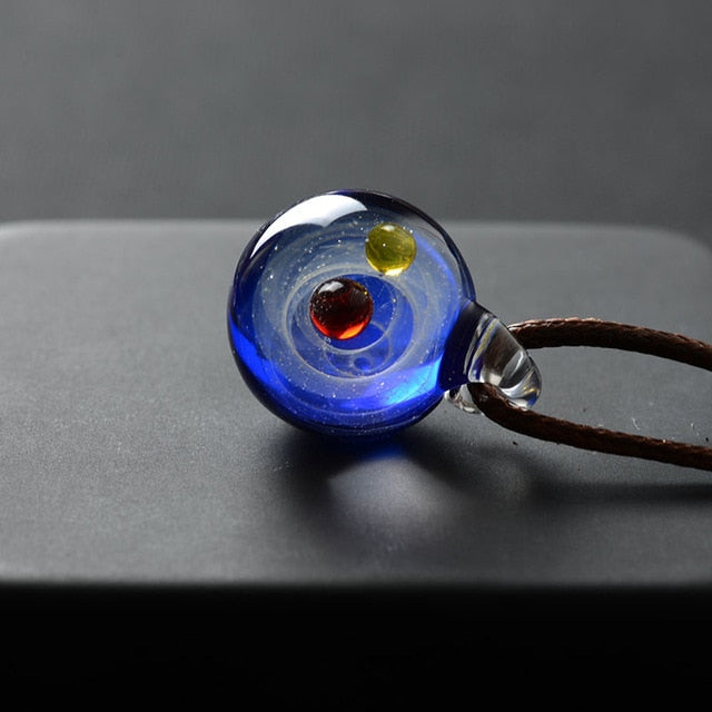 Universe Galaxy Glass Bead Planets Pendant