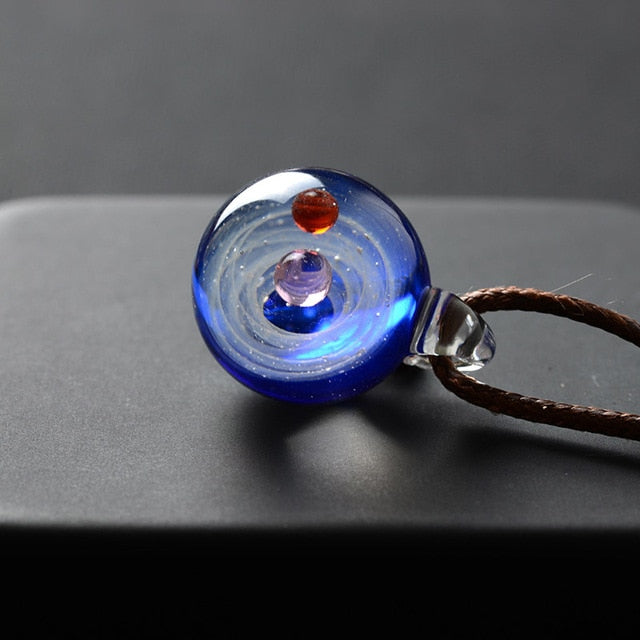 Universe Galaxy Glass Bead Planets Pendant