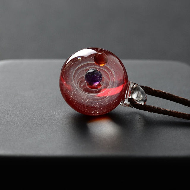 Universe Galaxy Glass Bead Planets Pendant