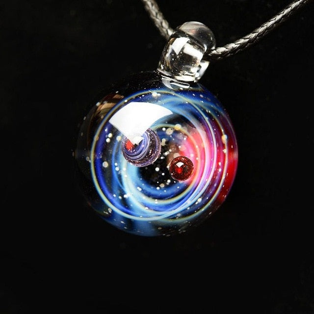 Universe Galaxy Glass Bead Planets Pendant