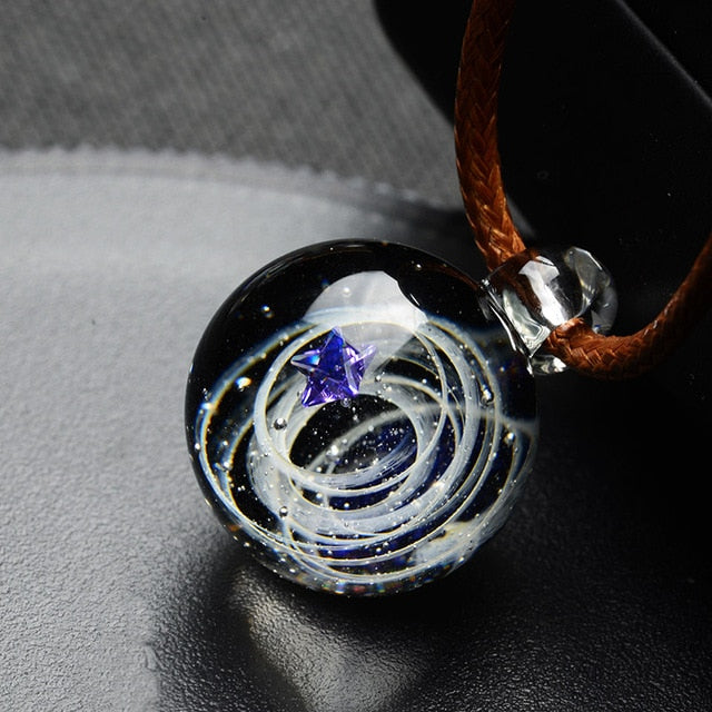 Universe Galaxy Glass Bead Planets Pendant