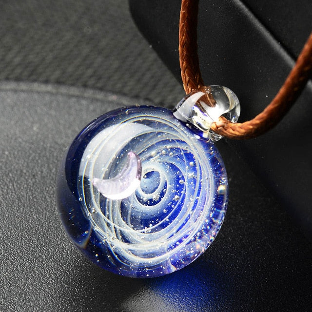 Universe Galaxy Glass Bead Planets Pendant