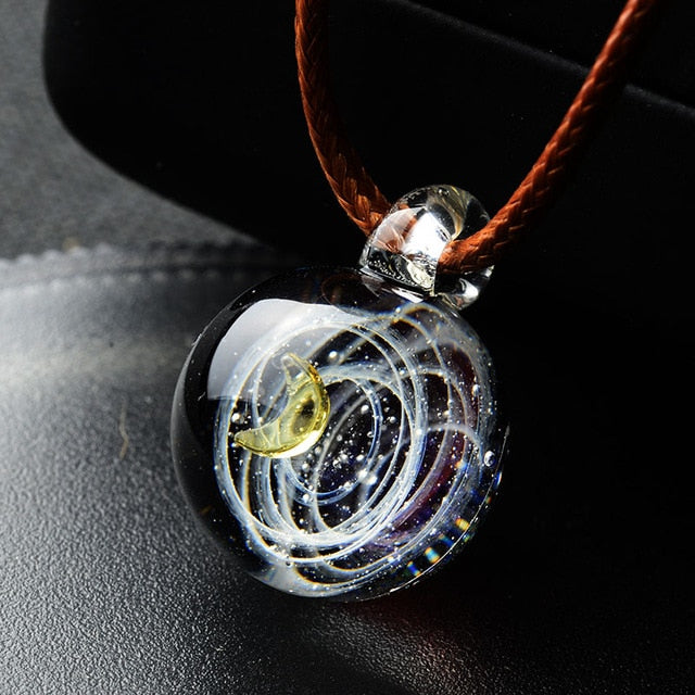 Universe Galaxy Glass Bead Planets Pendant