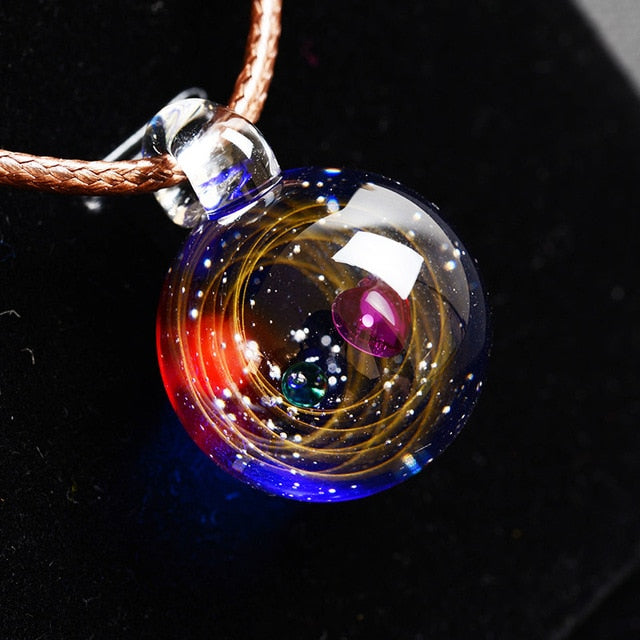 Universe Galaxy Glass Bead Planets Pendant