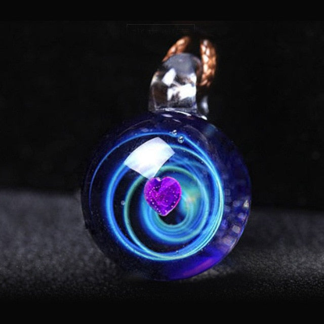 Universe Galaxy Glass Bead Planets Pendant