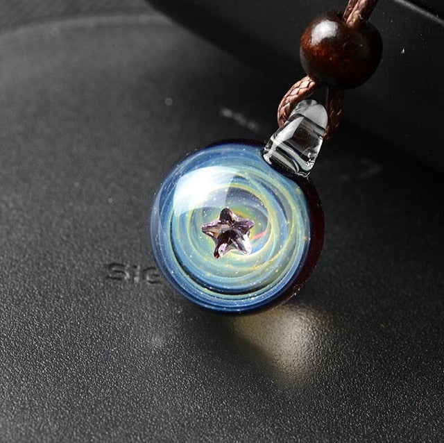 Universe Galaxy Glass Bead Planets Pendant