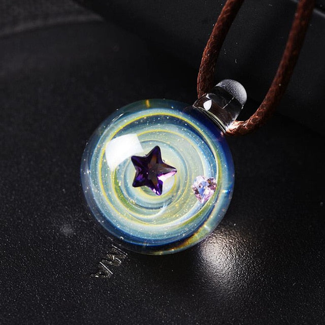 Universe Galaxy Glass Bead Planets Pendant