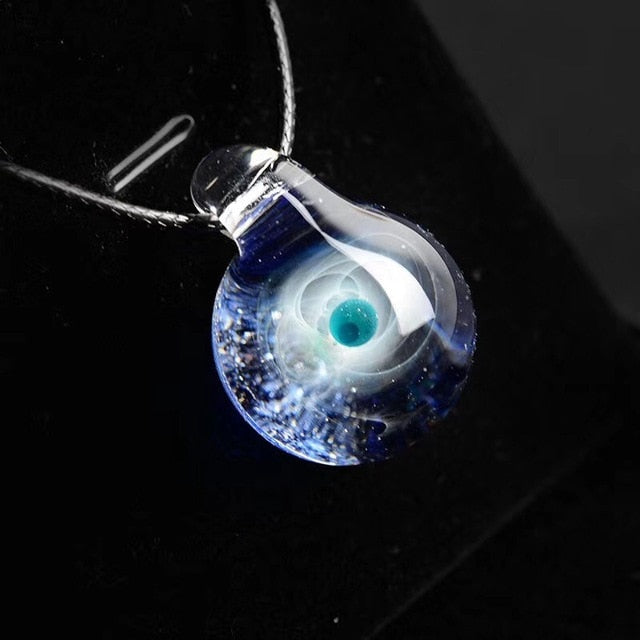 Universe Galaxy Glass Bead Planets Pendant