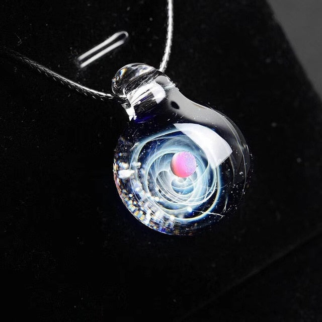 Universe Galaxy Glass Bead Planets Pendant