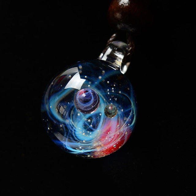 Universe Galaxy Glass Bead Planets Pendant