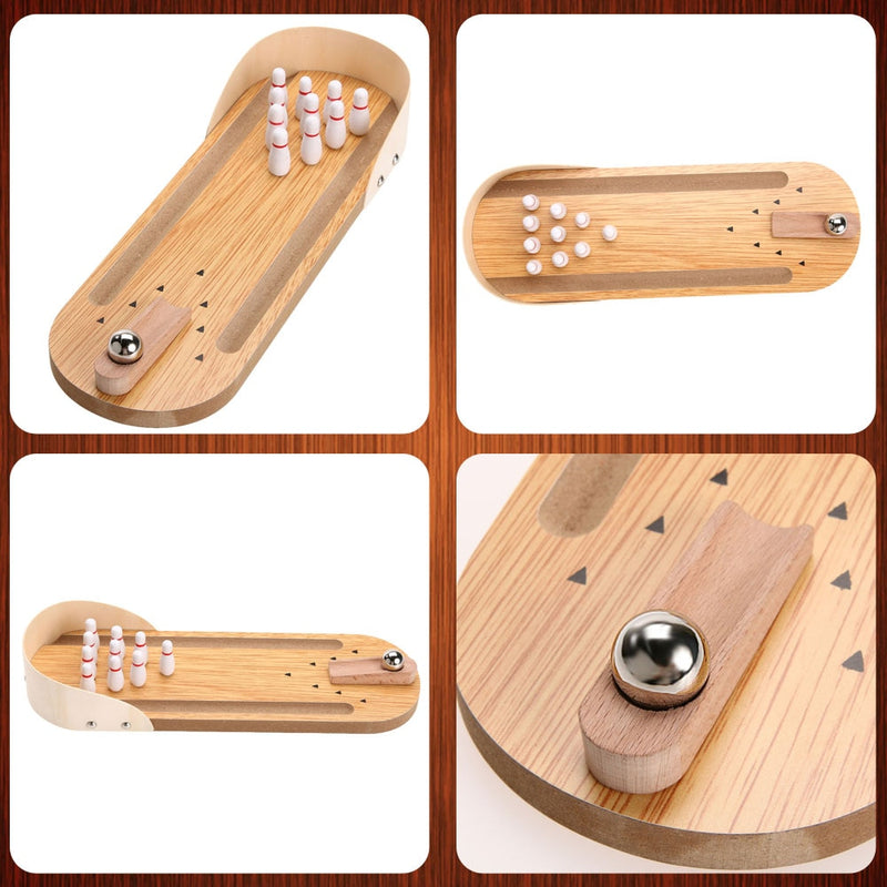 Wooden Mini Desktop Bowling Game Toy