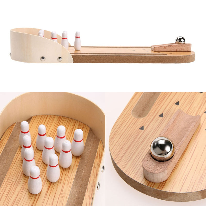 Wooden Mini Desktop Bowling Game Toy