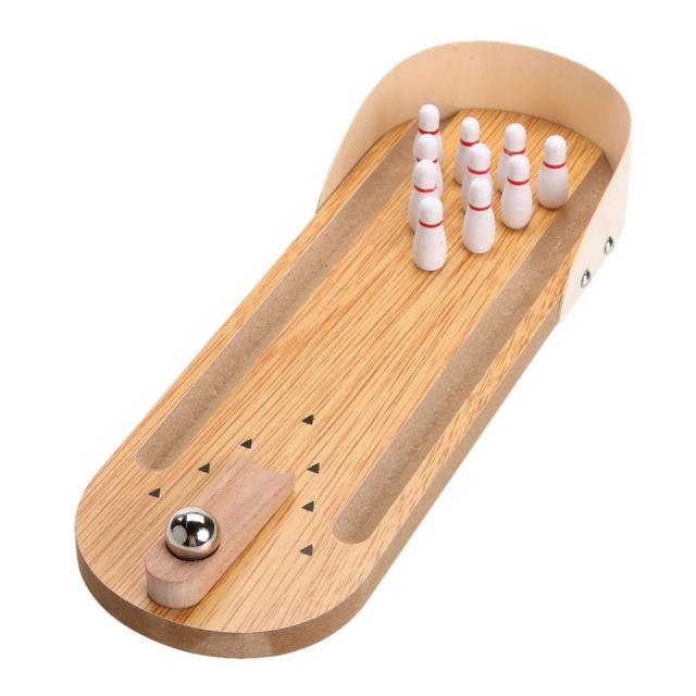 Wooden Mini Desktop Bowling Game Toy