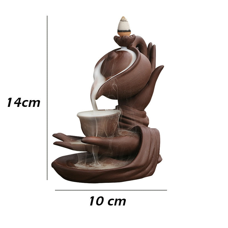 Waterfall Incense Burner Buddha Hand Censer Holder