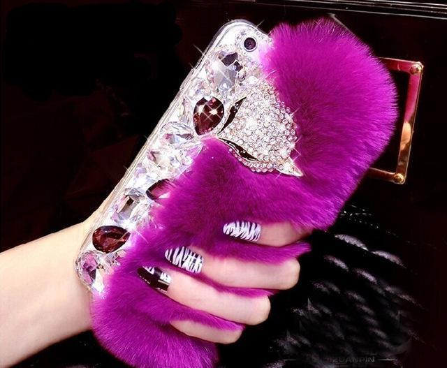 3D Luxury Diamond Soft Fur Case