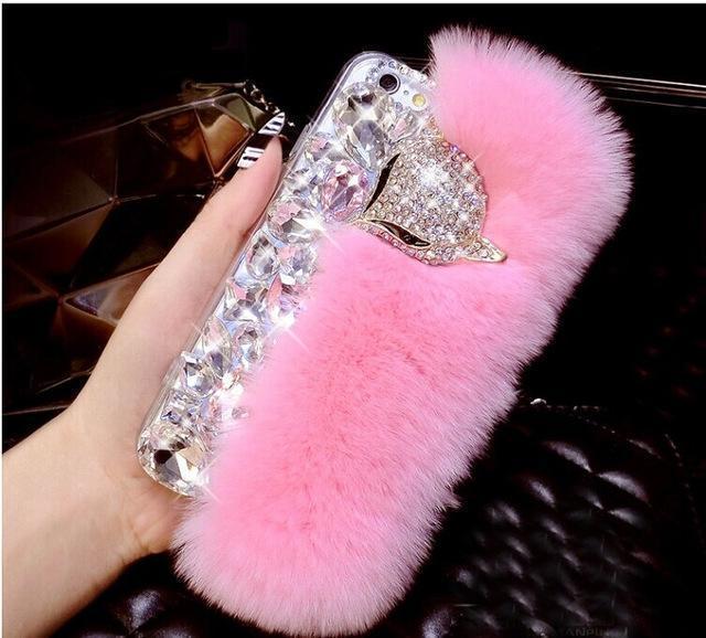 3D Luxury Diamond Soft Fur Case