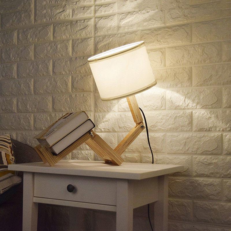 Robot Shape Wooden Table Lamp