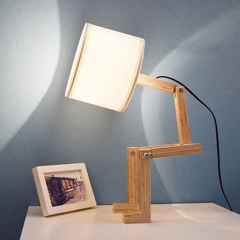 Robot Shape Wooden Table Lamp