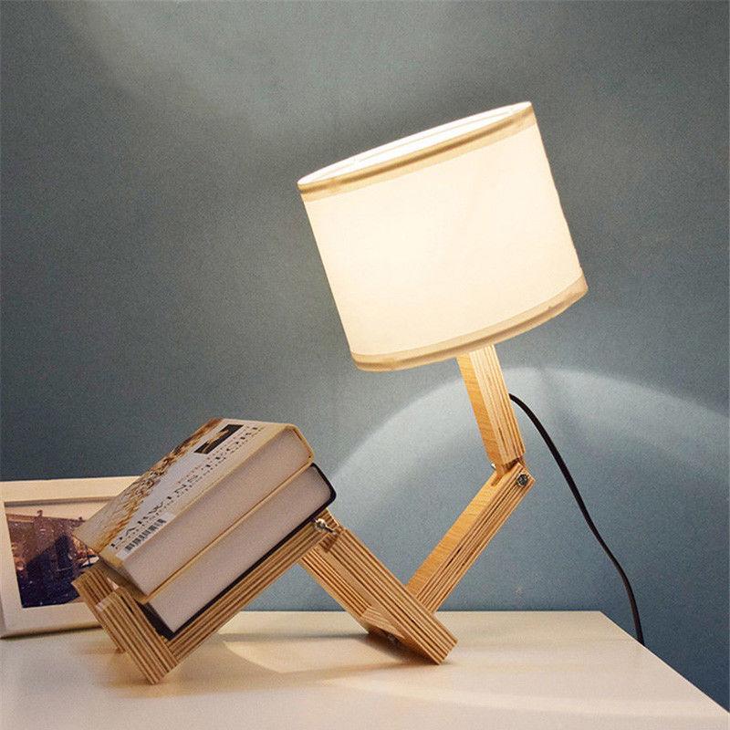 Robot Shape Wooden Table Lamp