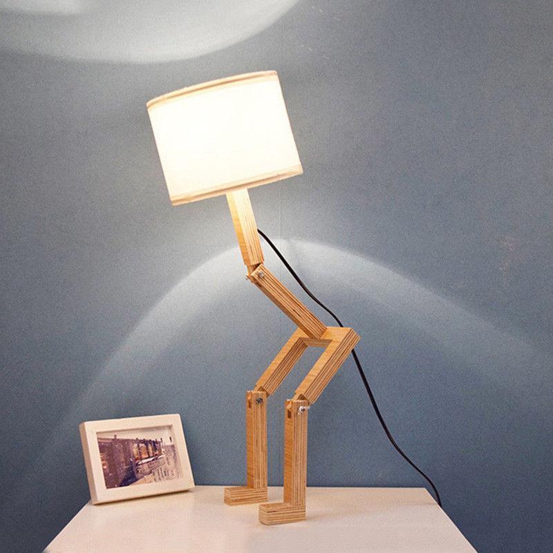 Robot Shape Wooden Table Lamp