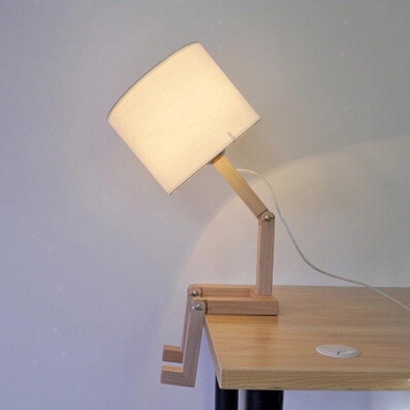 Robot Shape Wooden Table Lamp