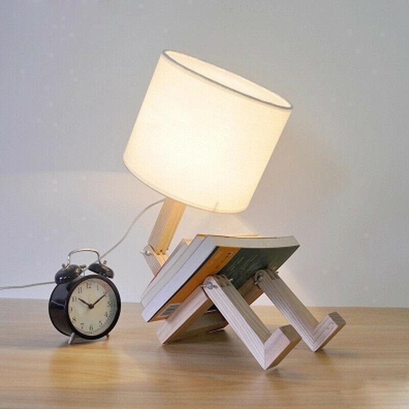 Robot Shape Wooden Table Lamp