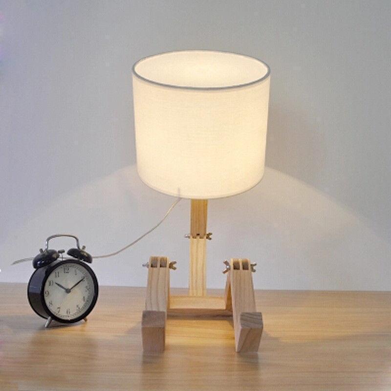 Robot Shape Wooden Table Lamp