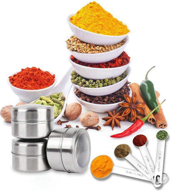 12PCS Magnetic Spice Jars Stainless Steel