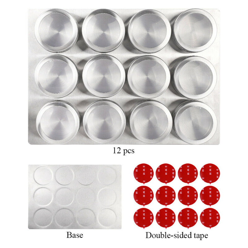 12PCS Magnetic Spice Jars Stainless Steel